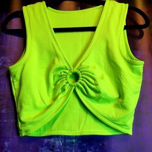 Festival Y2k Bustier Cropped Tank Top Neon Lime Green Size Large - NWOT